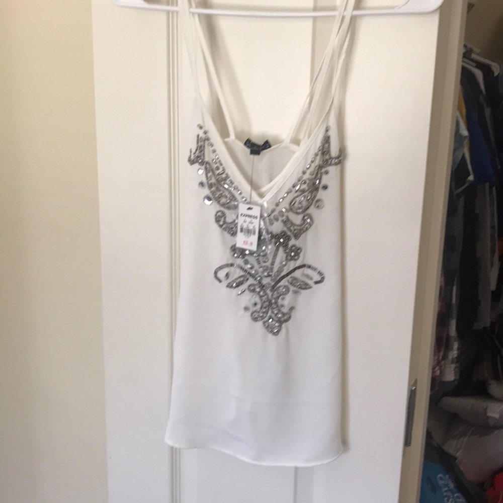 Express Sequin white top